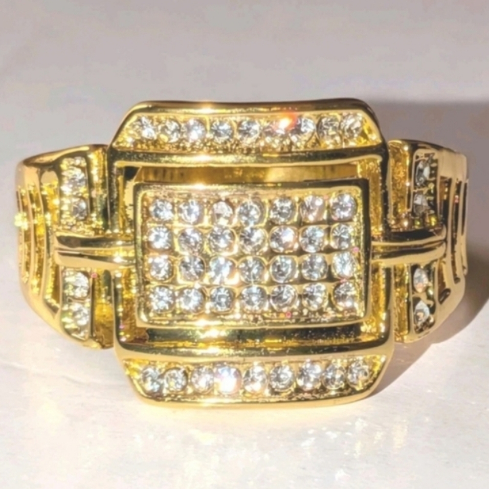3ct round Cut Moissanite 14k Yellow Gold Plated Mens Royal Style Ring Sz 11